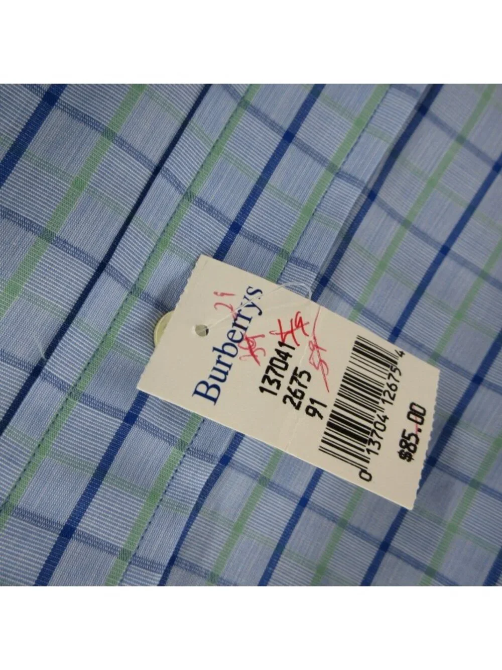 VINTAGE Burberrys Shirt 17.5 London Button Up Check 90s USA Made NWT